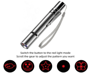 Rechargeable USB laser pointer toy for cats – multi-pattern light for interactive play.