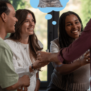 Cat thinking during a busy holiday gathering, showing how guests and noise can cause stress for cats at home in Miami.